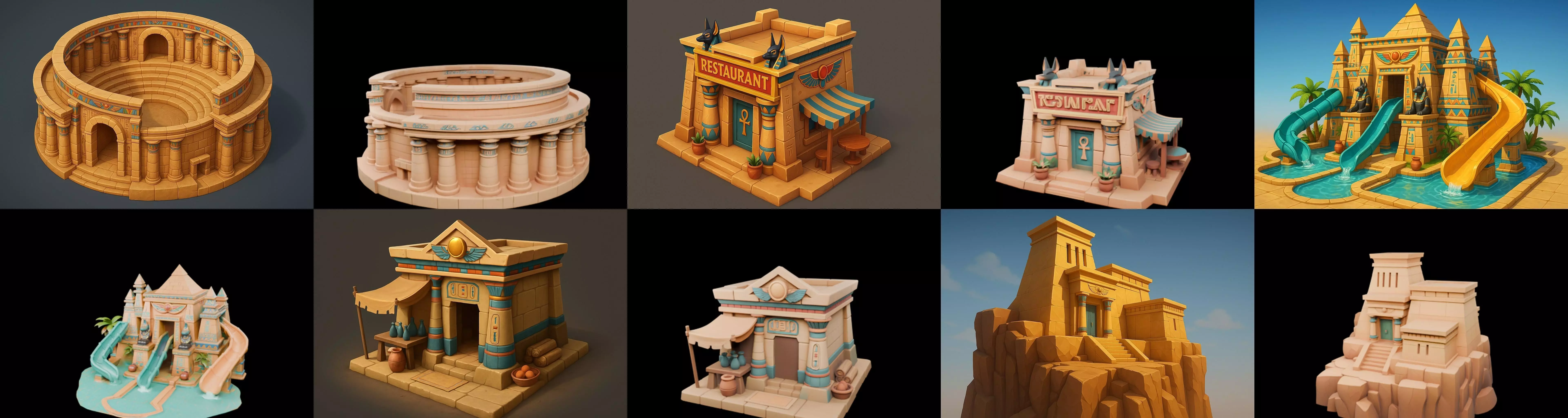 Egypth Building bundle 2 pack 100 glb 3D model_6