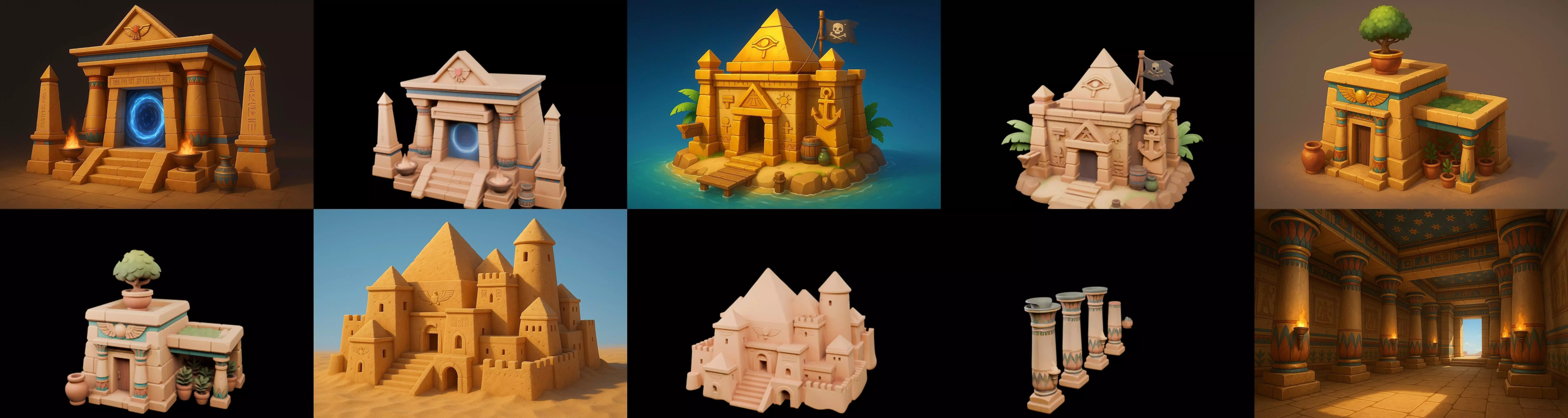 Egypth Building bundle 2 pack 100 glb 3D model_10