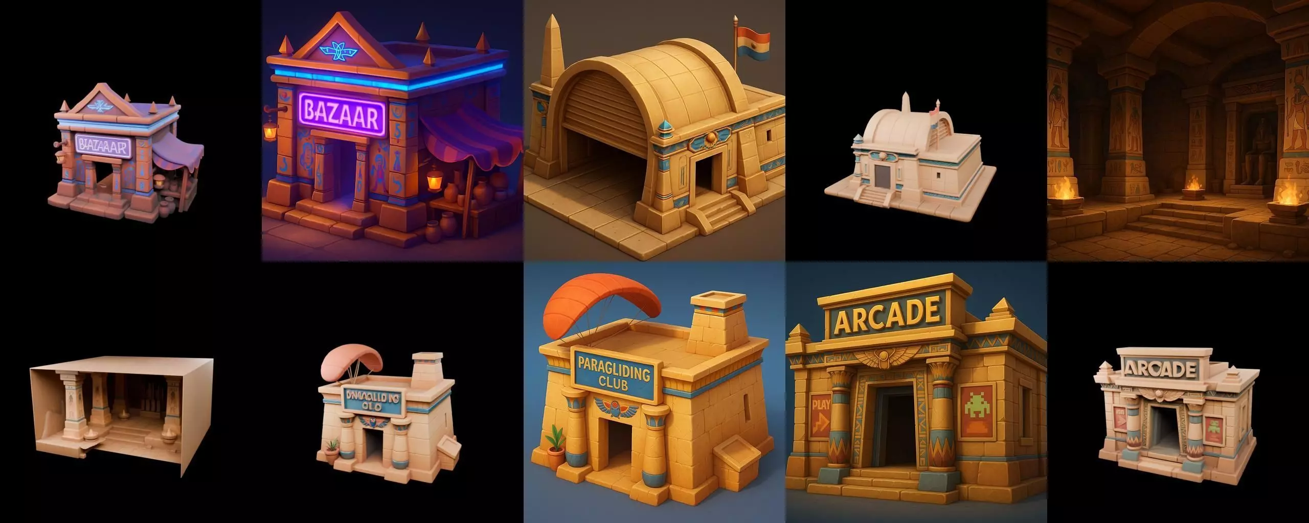 Egypth Building bundle 2 pack 100 glb 3D model_17