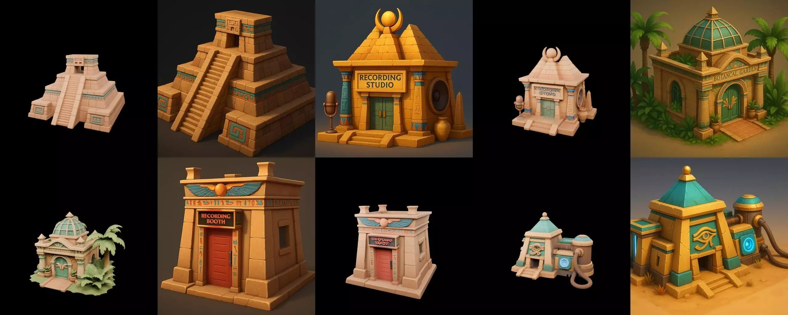 Egypth Building bundle 19 pack 100 glb 3D model_4