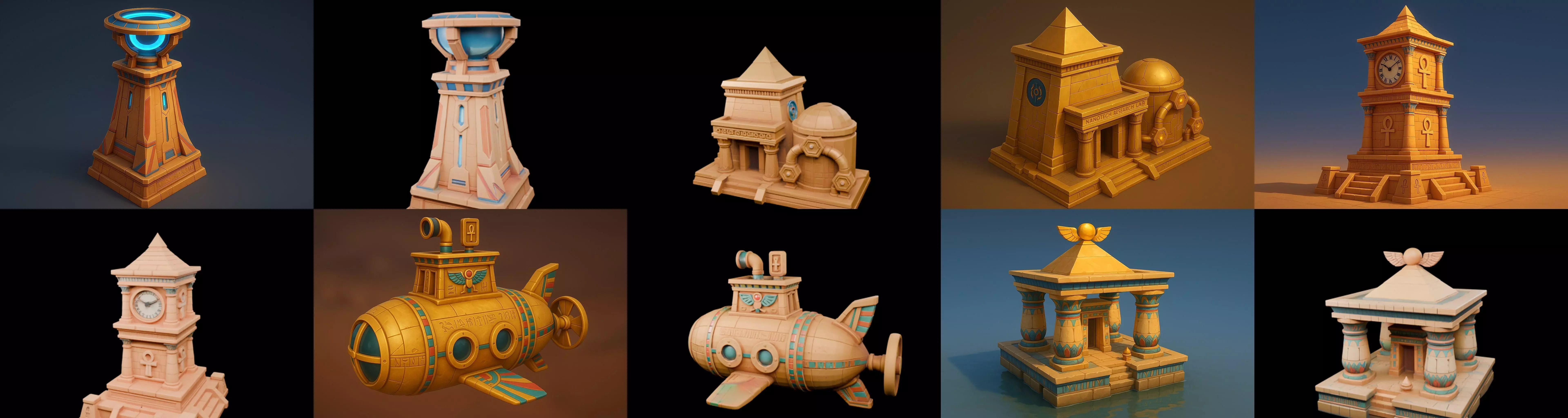 Egypth Building bundle 19 pack 100 glb 3D model_12