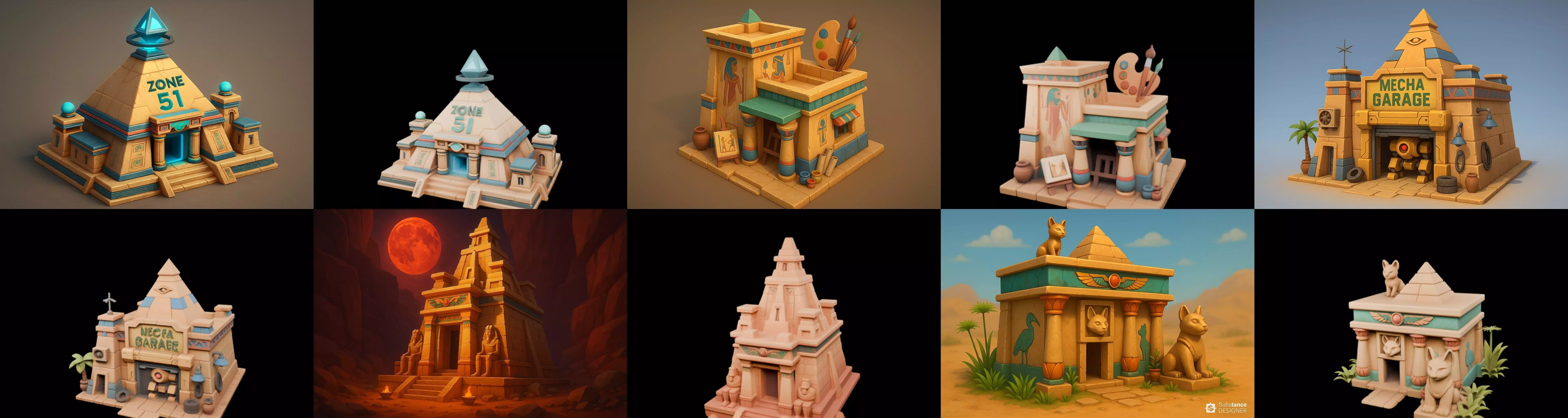 Egypth Building bundle 19 pack 100 glb 3D model_16