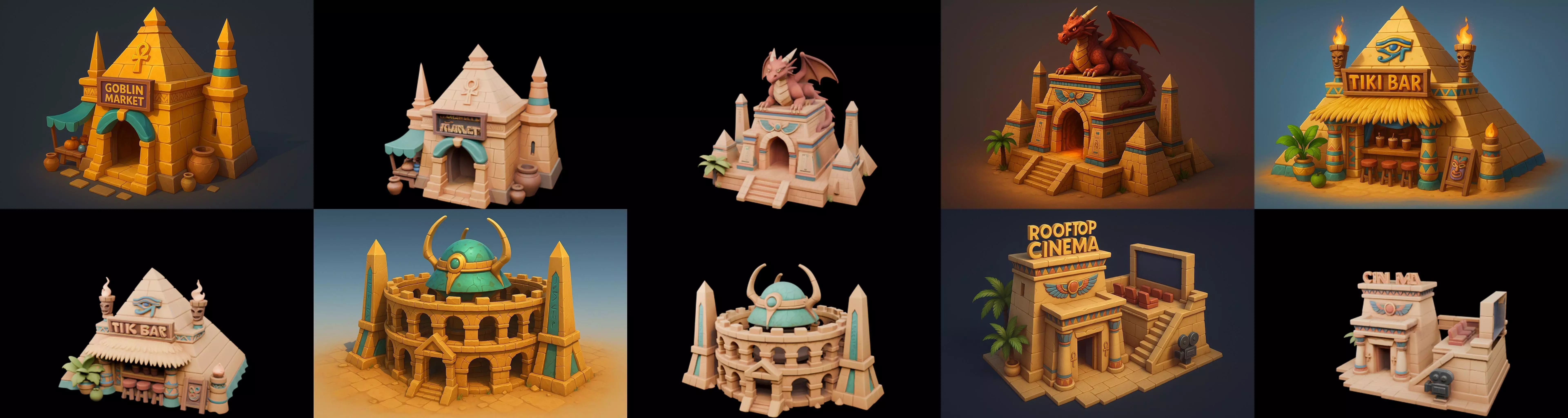 Egypth Building bundle 19 pack 100 glb 3D model_10