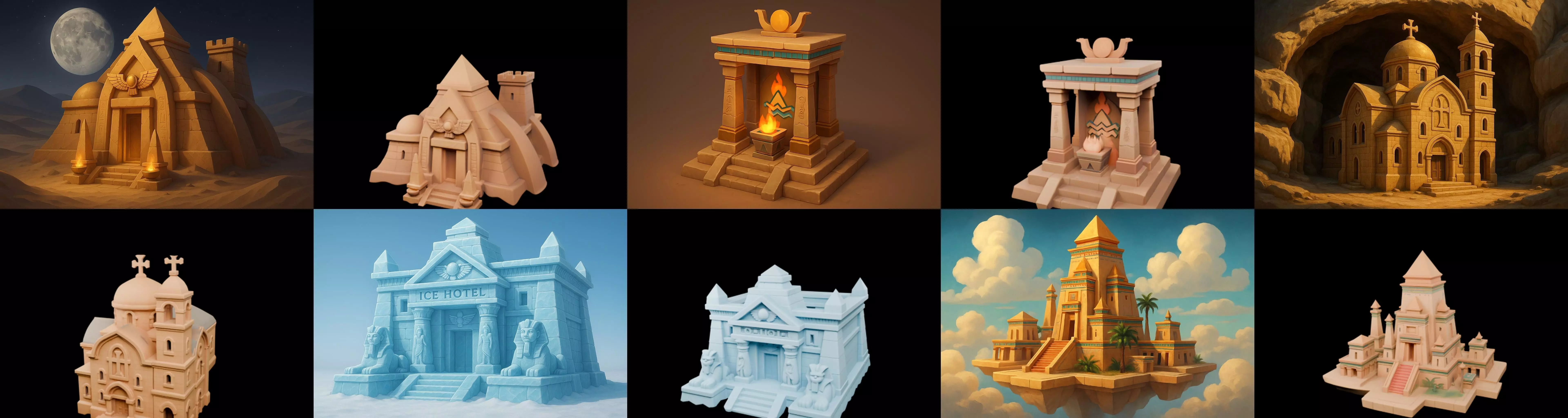 Egypth Building bundle 19 pack 100 glb 3D model_0