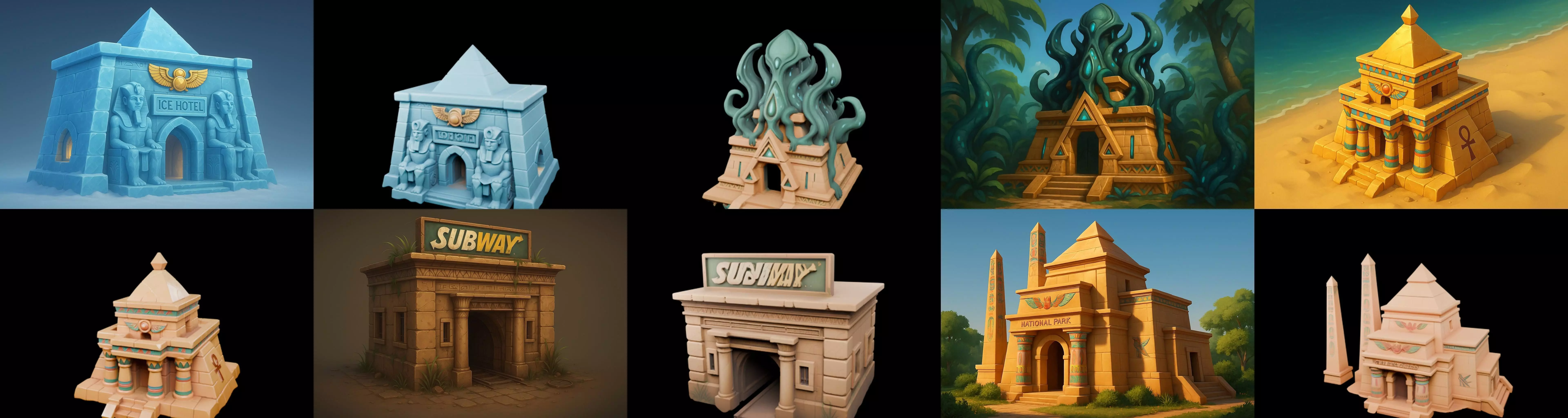 Egypth Building bundle 19 pack 100 glb 3D model_1