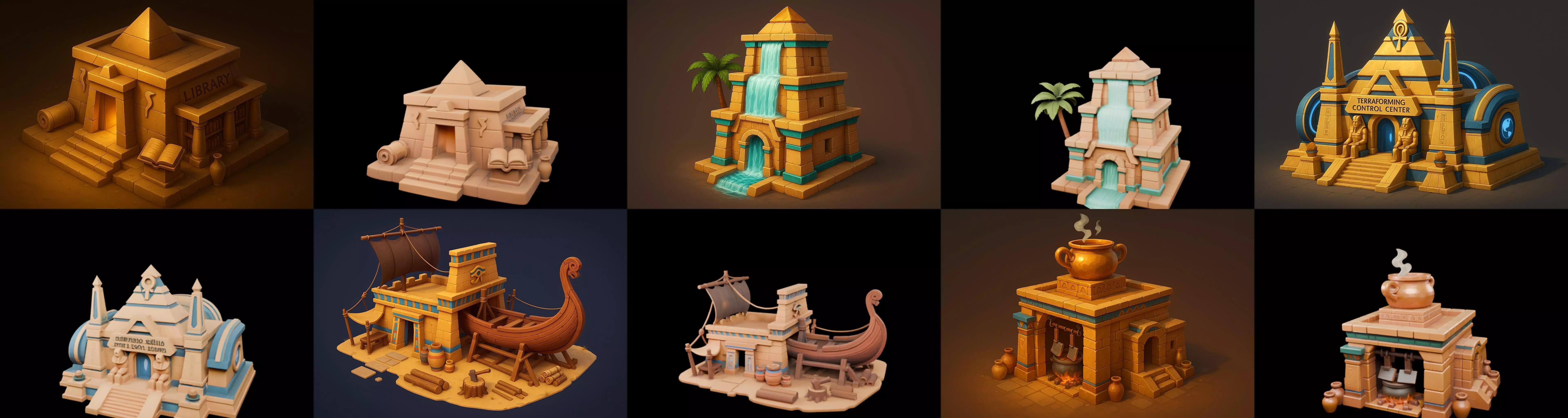 Egypth Building bundle 19 pack 100 glb 3D model_7