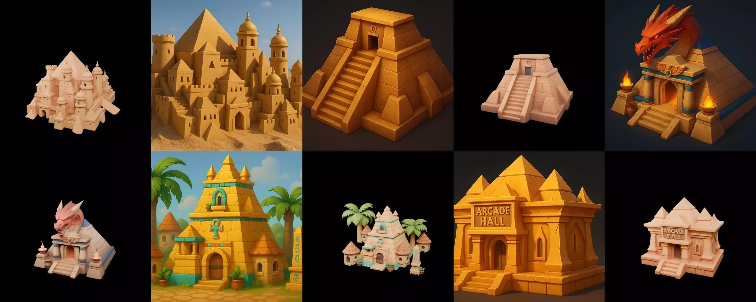 Egypth Building bundle 19 pack 100 glb 3D model_9
