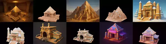 Egypth Building bundle 17 pack 100 glb