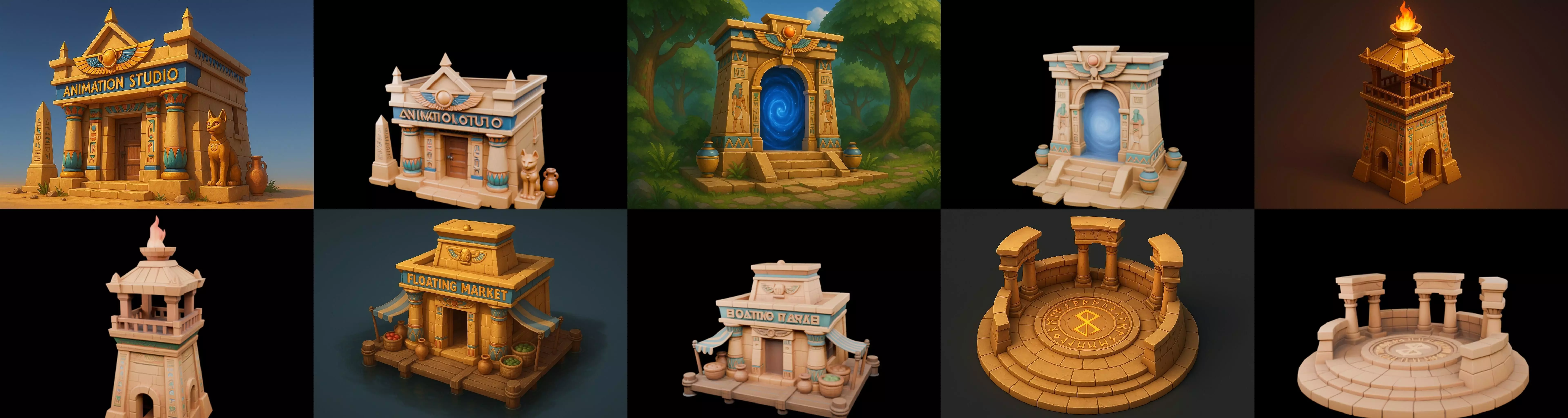 Egypth Building bundle 15 pack 100 glb 3D model_2