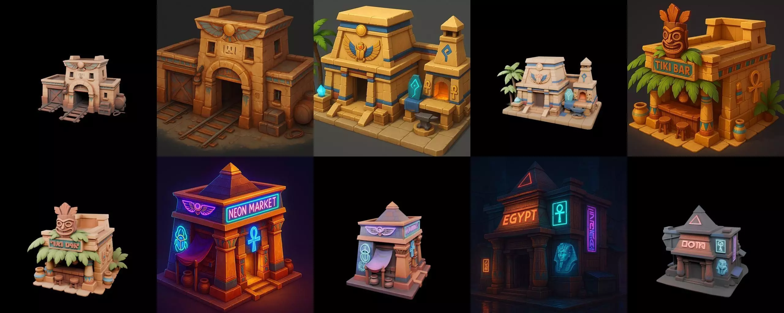 Egypth Building bundle 15 pack 100 glb 3D model_17