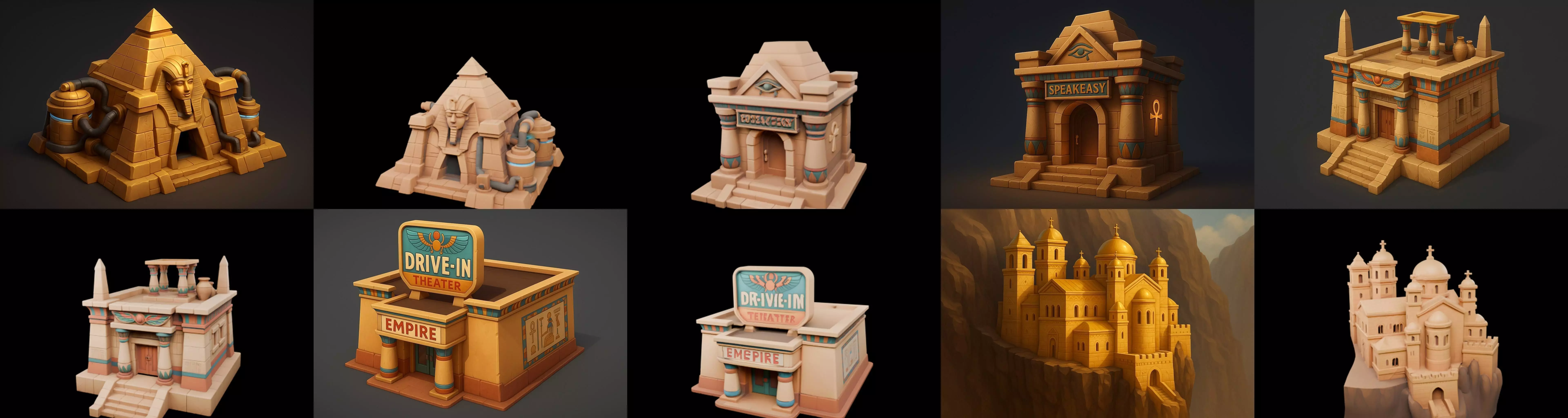 Egypth Building bundle 15 pack 100 glb 3D model_0