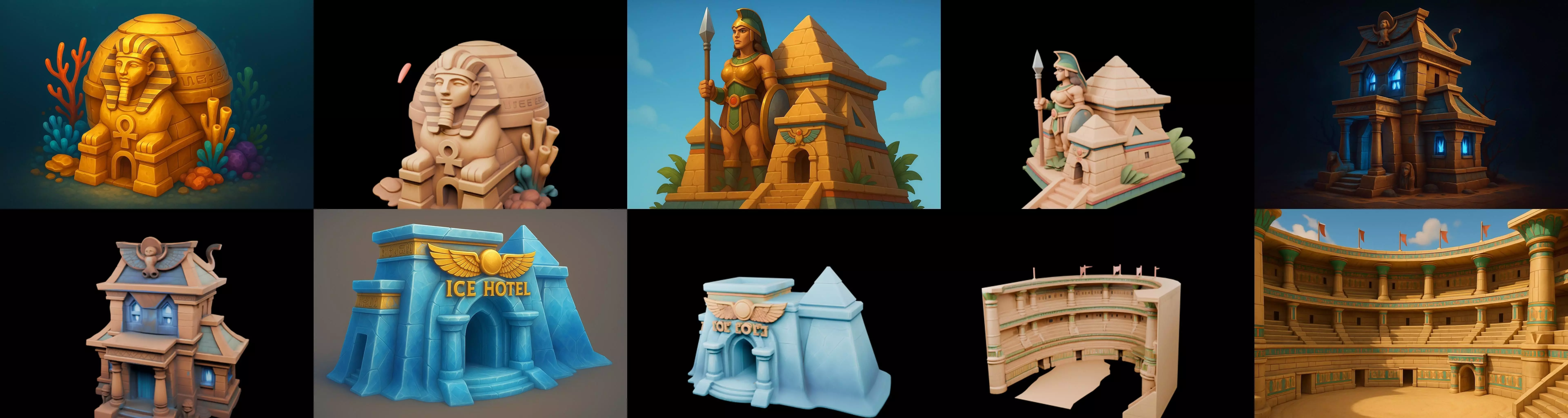 Egypth Building bundle 15 pack 100 glb 3D model_11