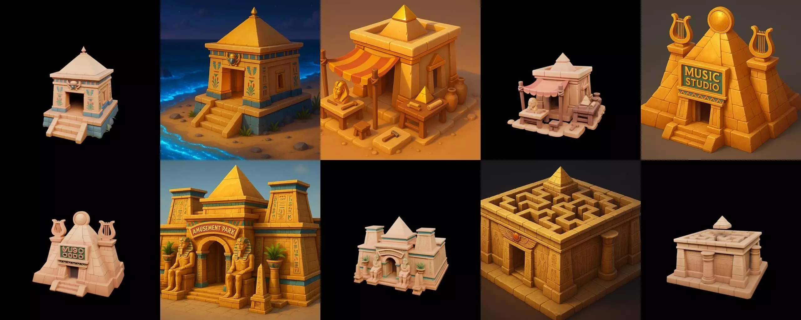 Egypth Building bundle 15 pack 100 glb 3D model_14
