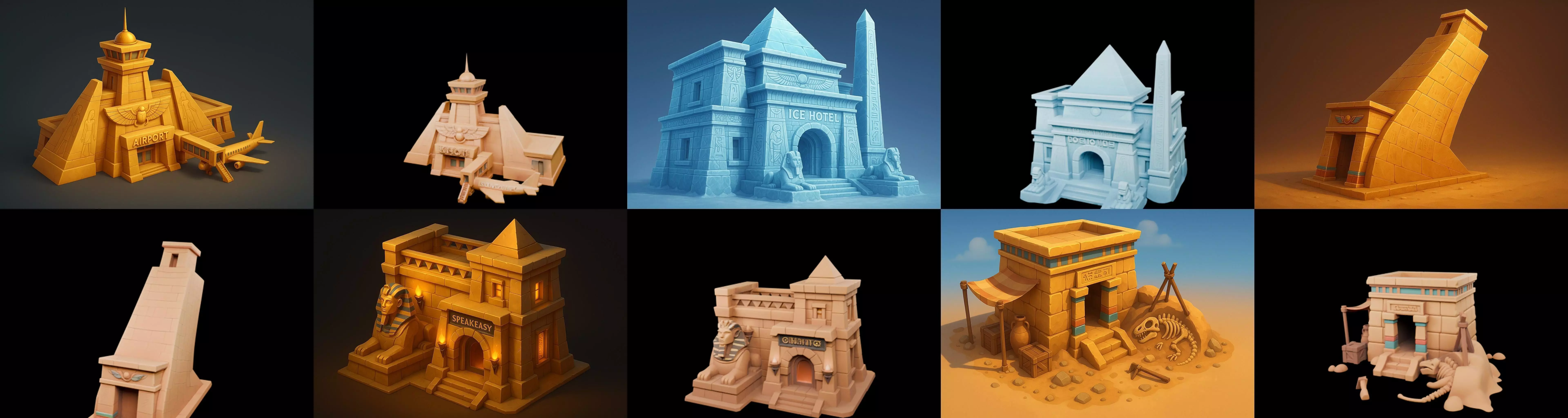 Egypth Building bundle 15 pack 100 glb 3D model_9