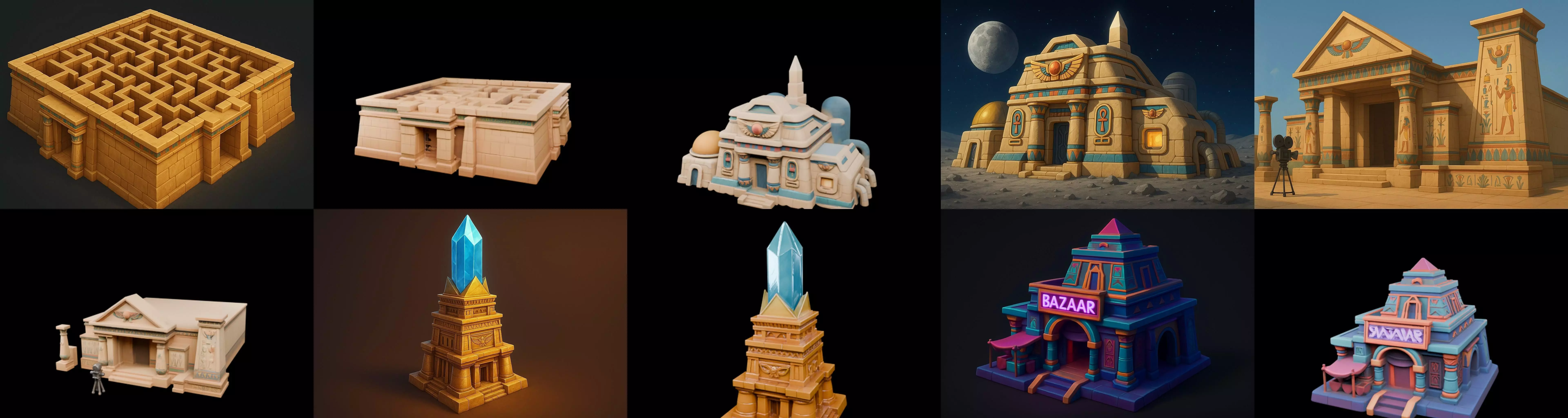 Egypth Building bundle 15 pack 100 glb 3D model_15