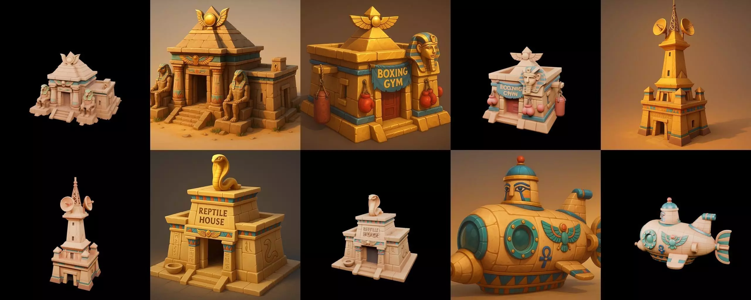 Egypth Building bundle 15 pack 100 glb 3D model_10