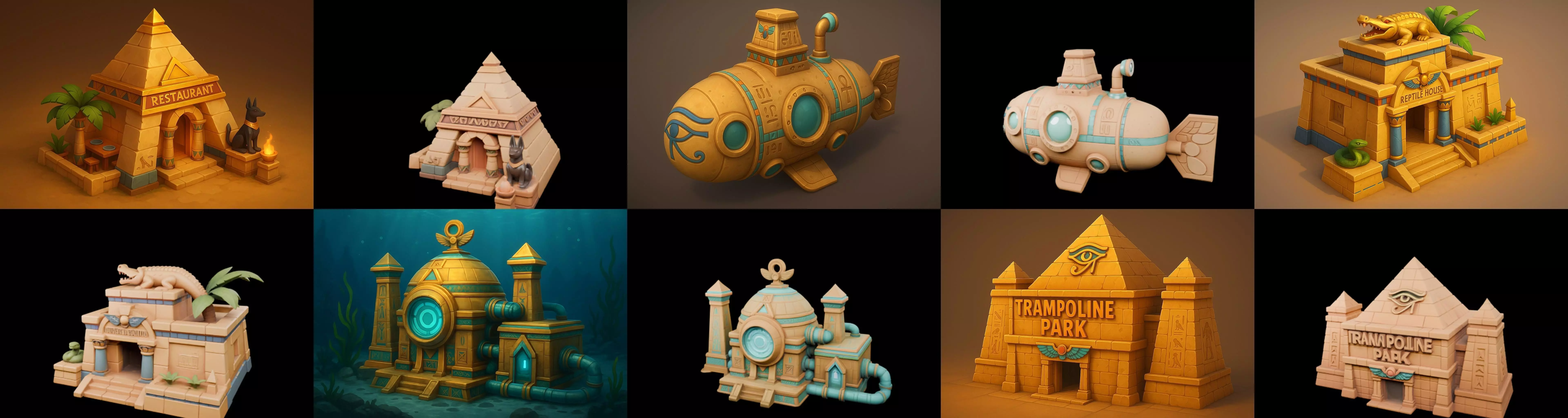 Egypth Building bundle 15 pack 100 glb 3D model_7