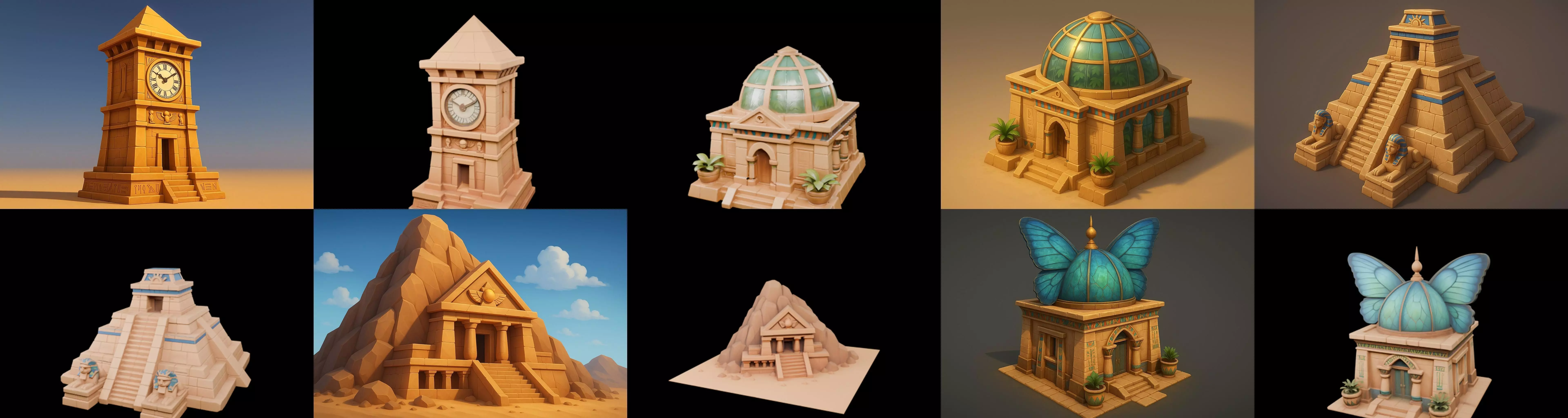 Egypth Building bundle 15 pack 100 glb 3D model_8