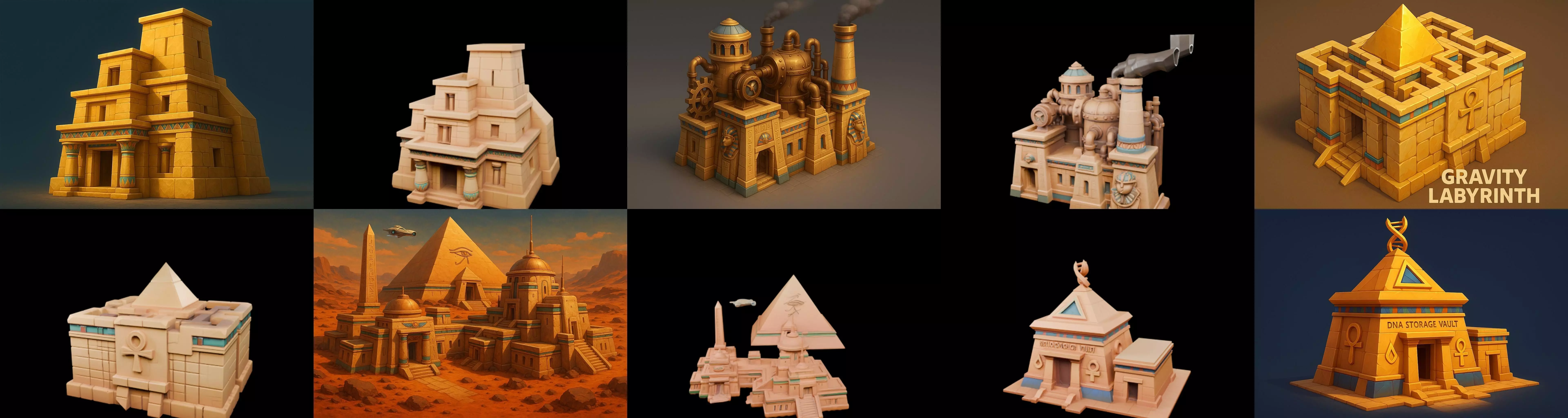 Egypth Building bundle 15 pack 100 glb 3D model_5