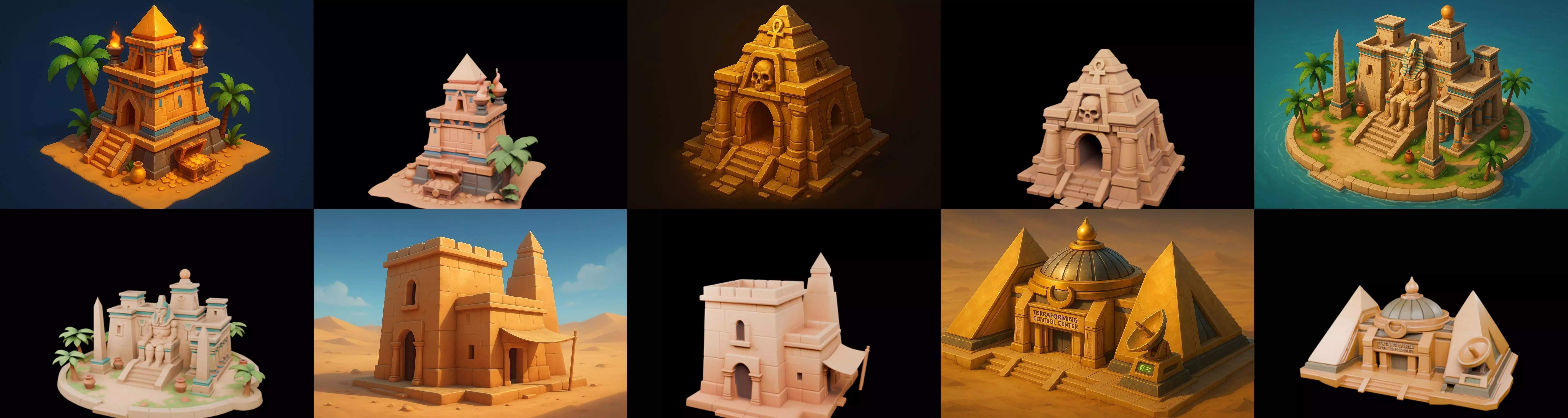 Egypth Building bundle 15 pack 100 glb 3D model_16