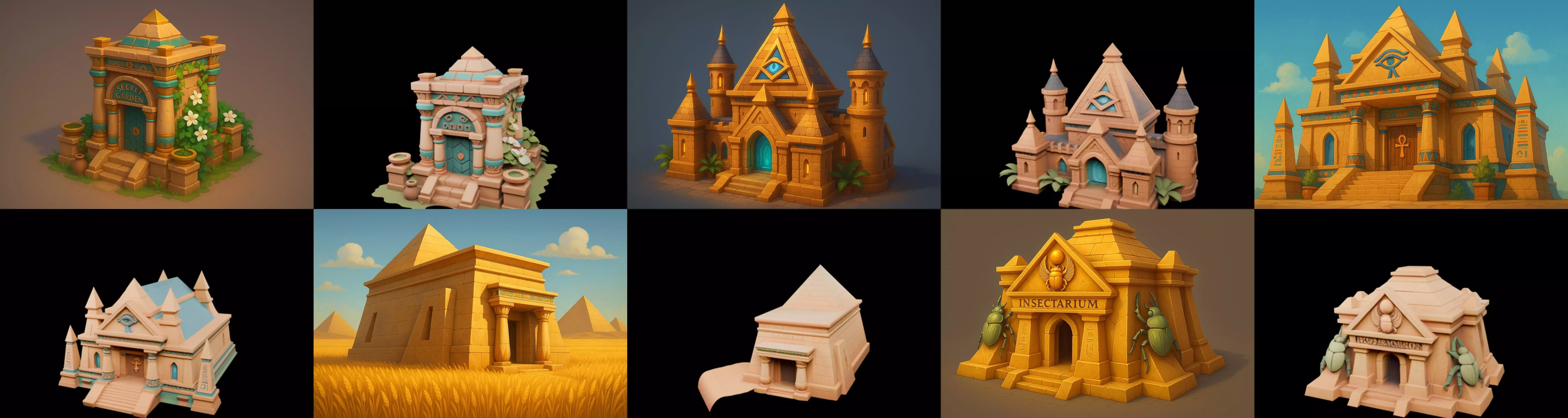 Egypth Building bundle 15 pack 100 glb 3D model_1