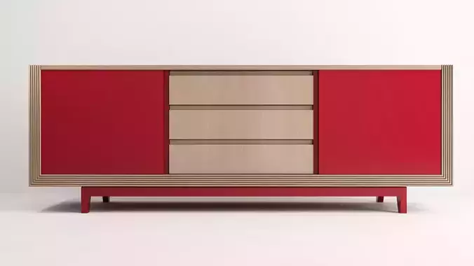 modern sideboard cabinet-wood furniture 3d model for interior 