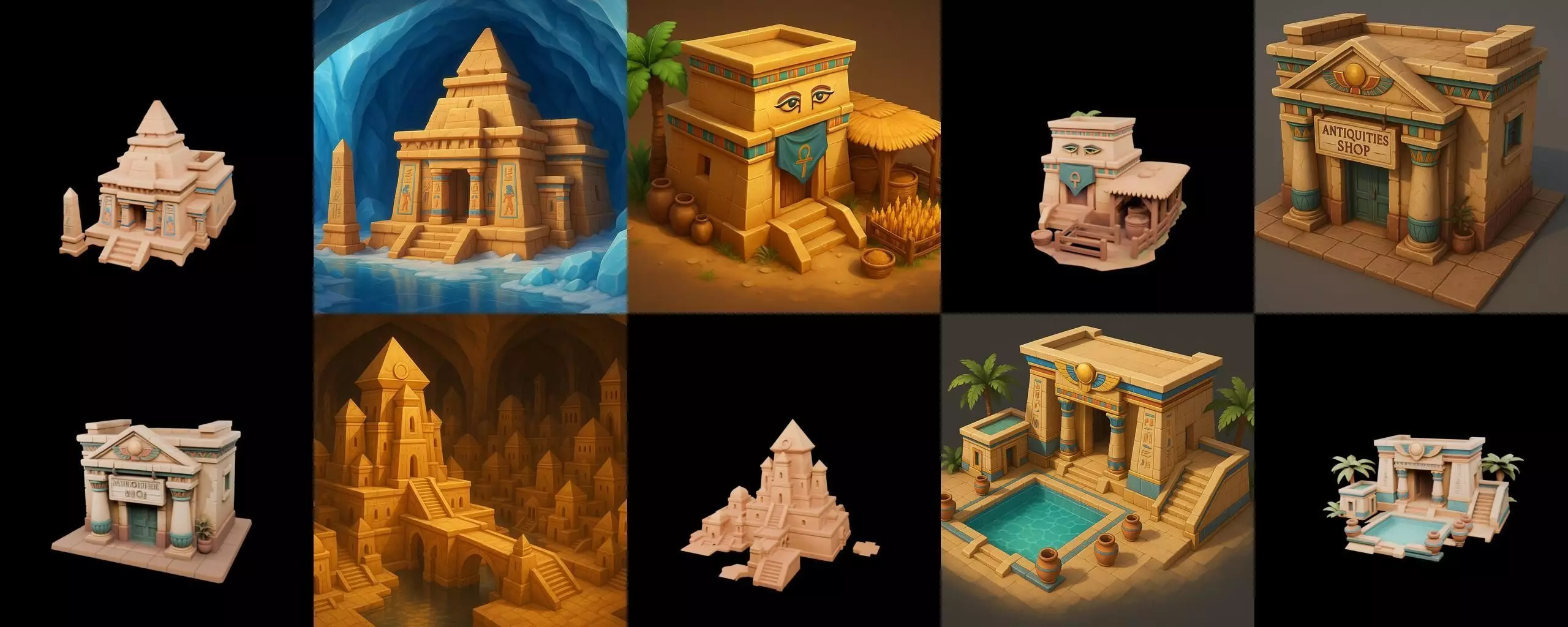 Egypth Building bundle 14 pack 100 glb 3D model_12