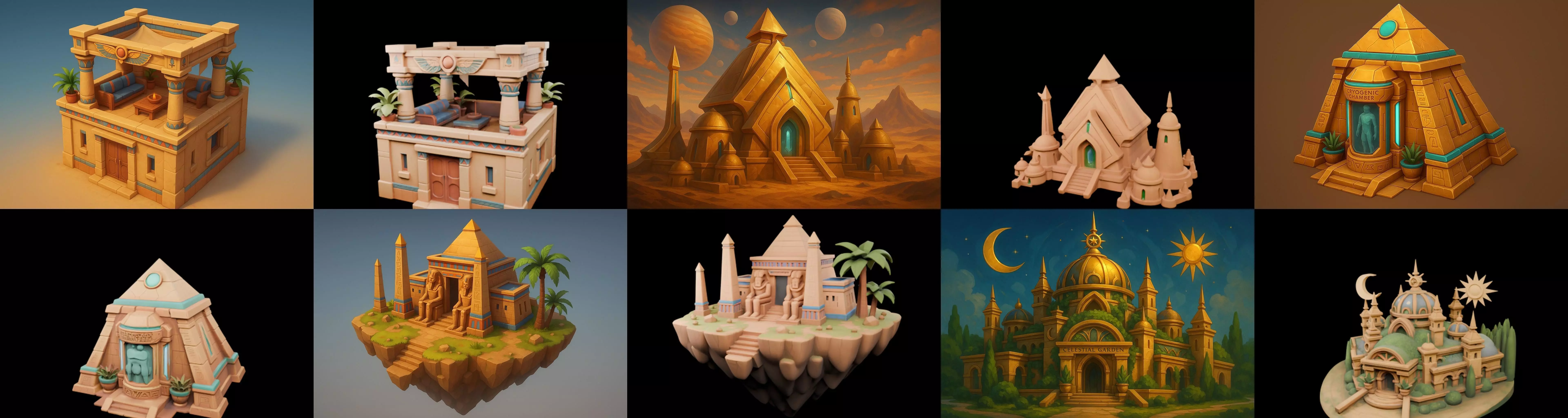 Egypth Building bundle 14 pack 100 glb 3D model_0