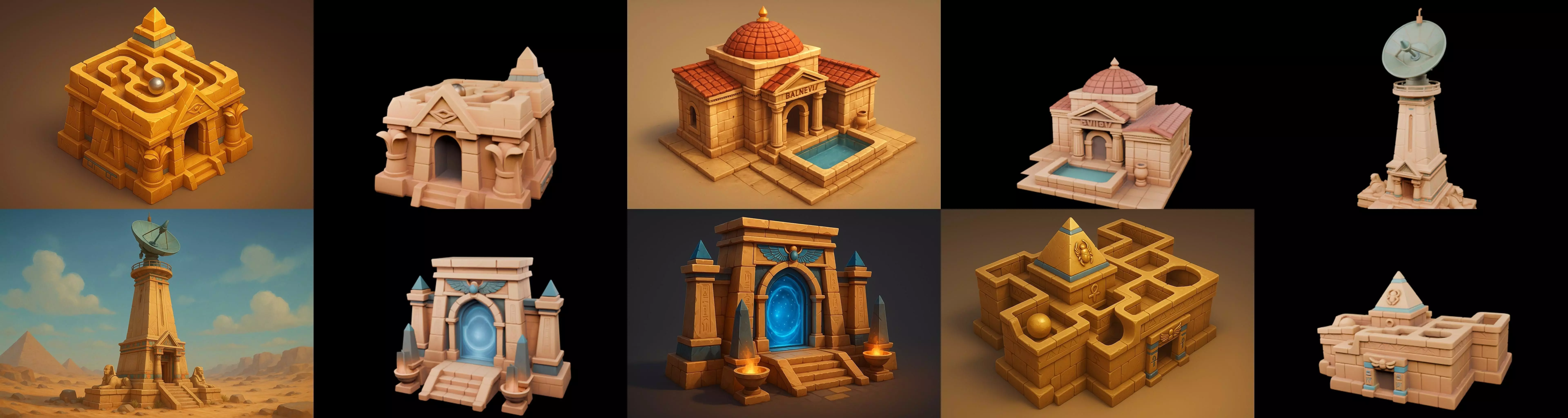 Egypth Building bundle 14 pack 100 glb 3D model_11