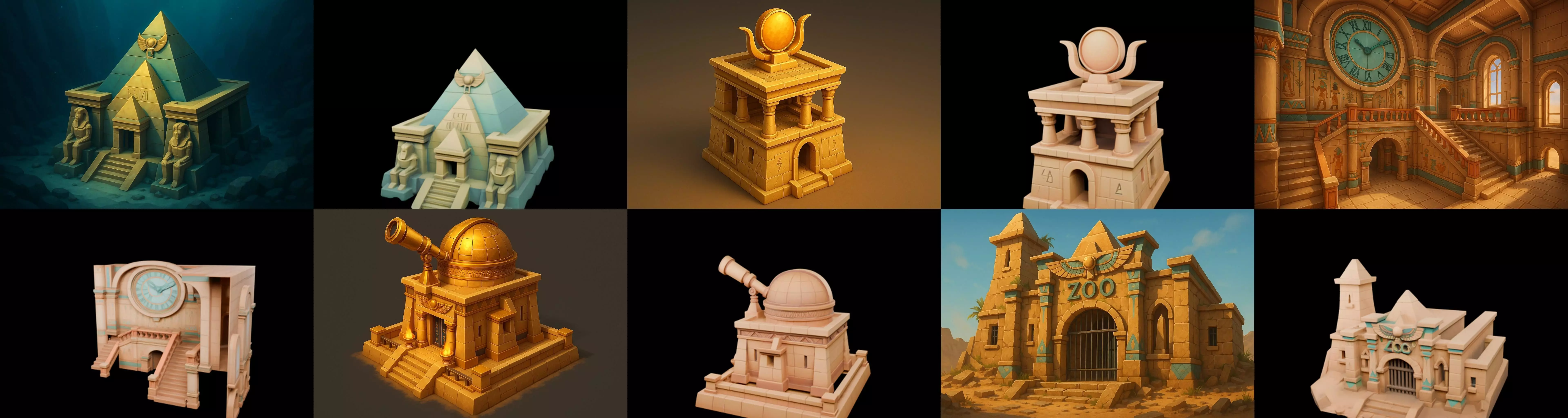 Egypth Building bundle 14 pack 100 glb 3D model_8