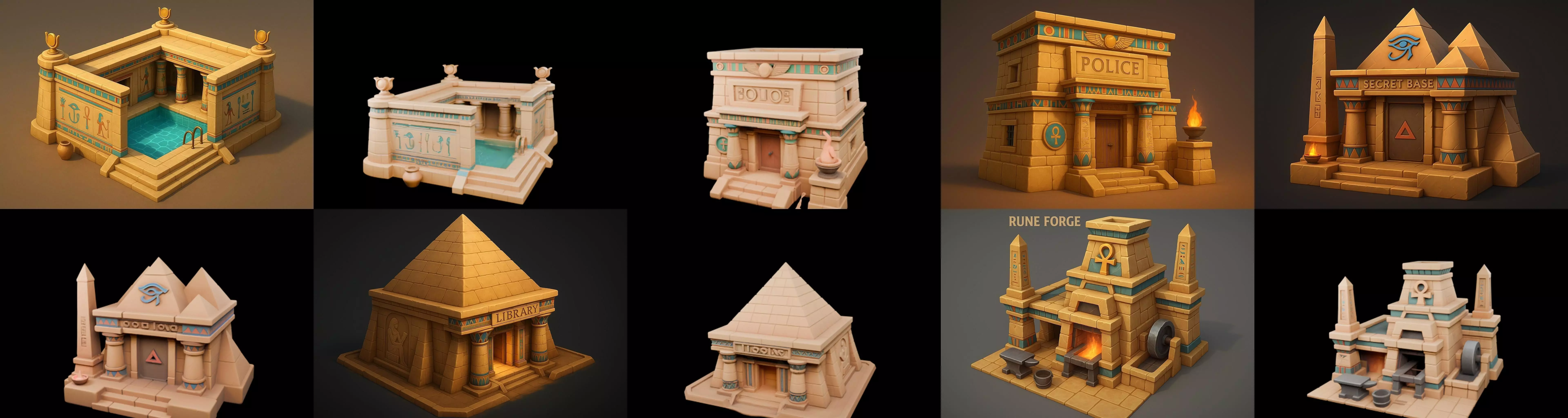 Egypth Building bundle 14 pack 100 glb 3D model_14