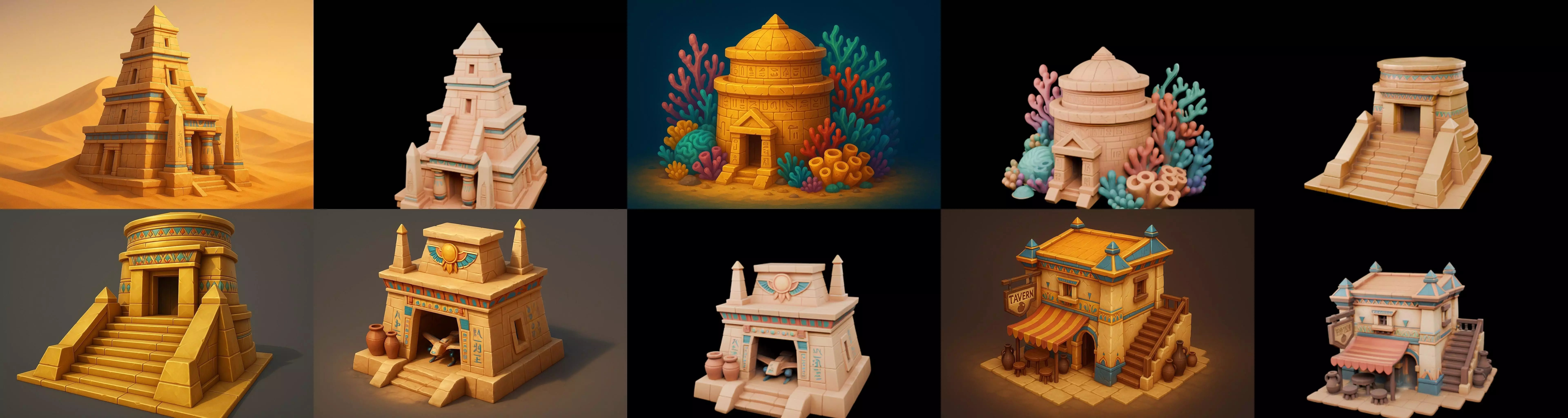 Egypth Building bundle 14 pack 100 glb 3D model_3