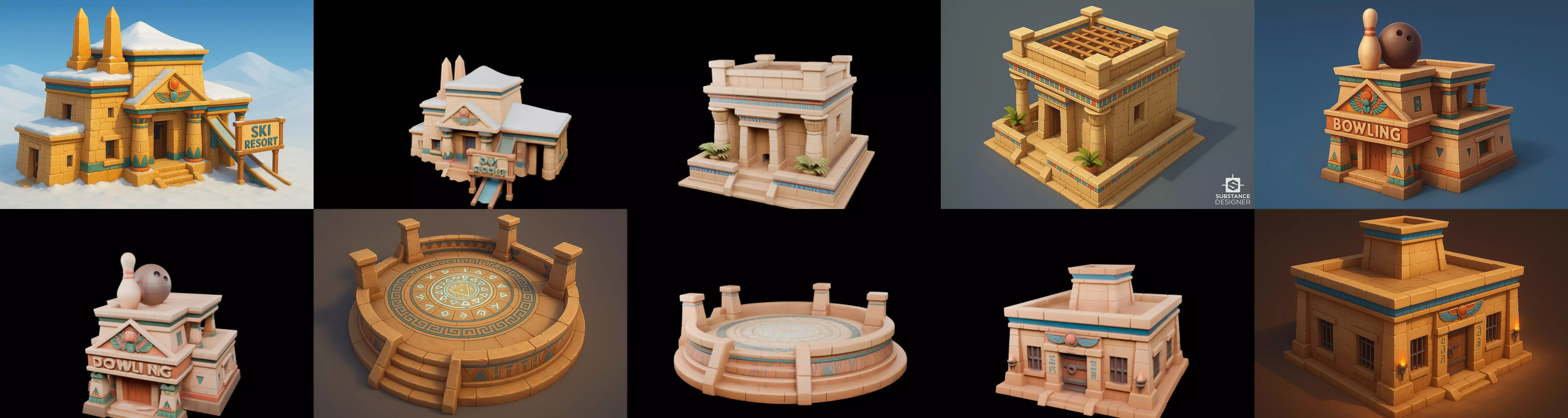Egypth Building bundle 14 pack 100 glb 3D model_4