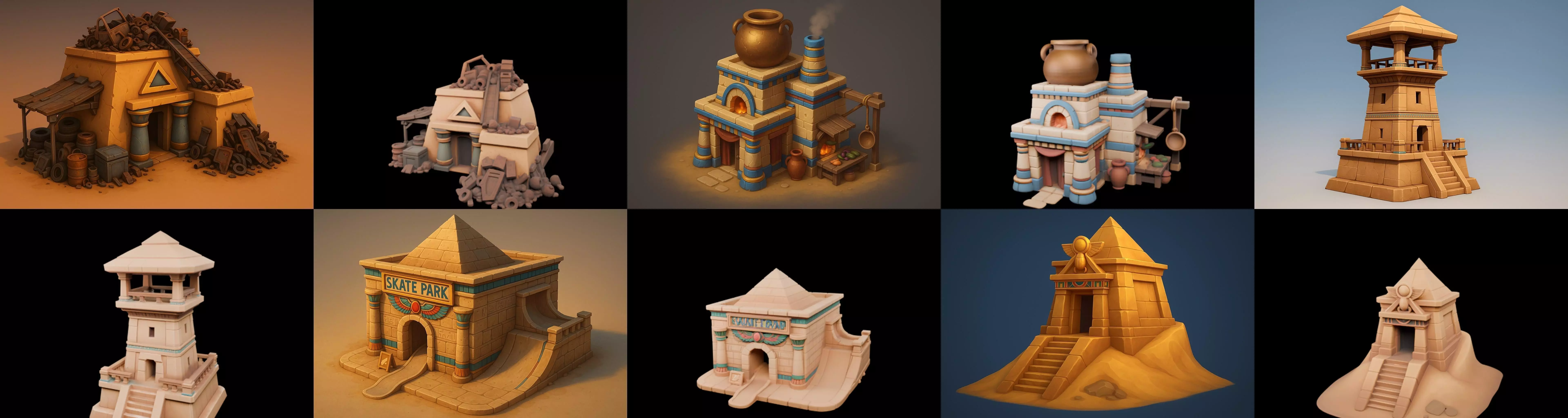 Egypth Building bundle 14 pack 100 glb 3D model_7