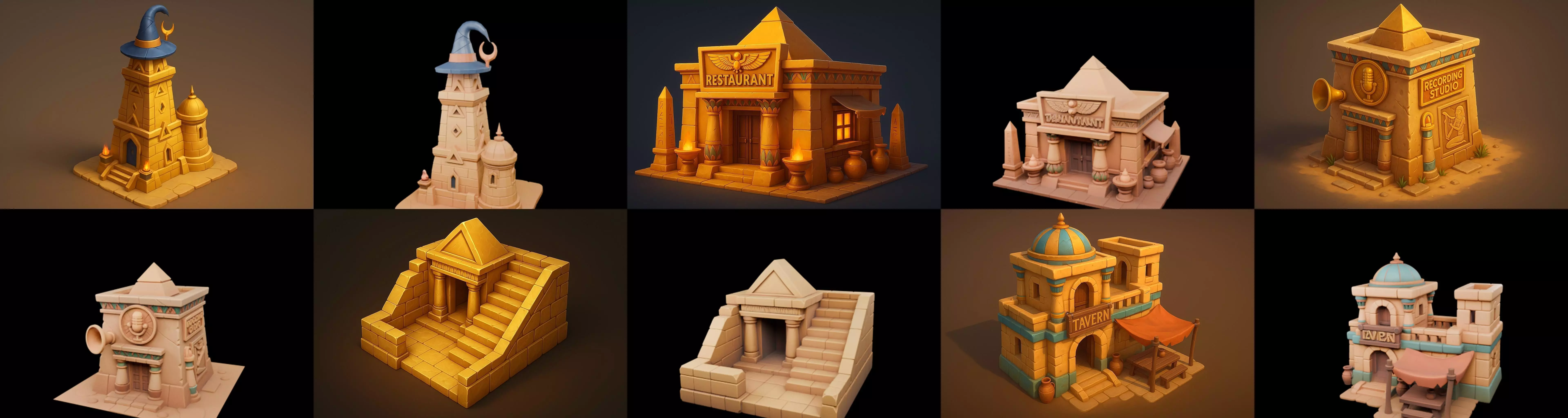 Egypth Building bundle 14 pack 100 glb 3D model_18