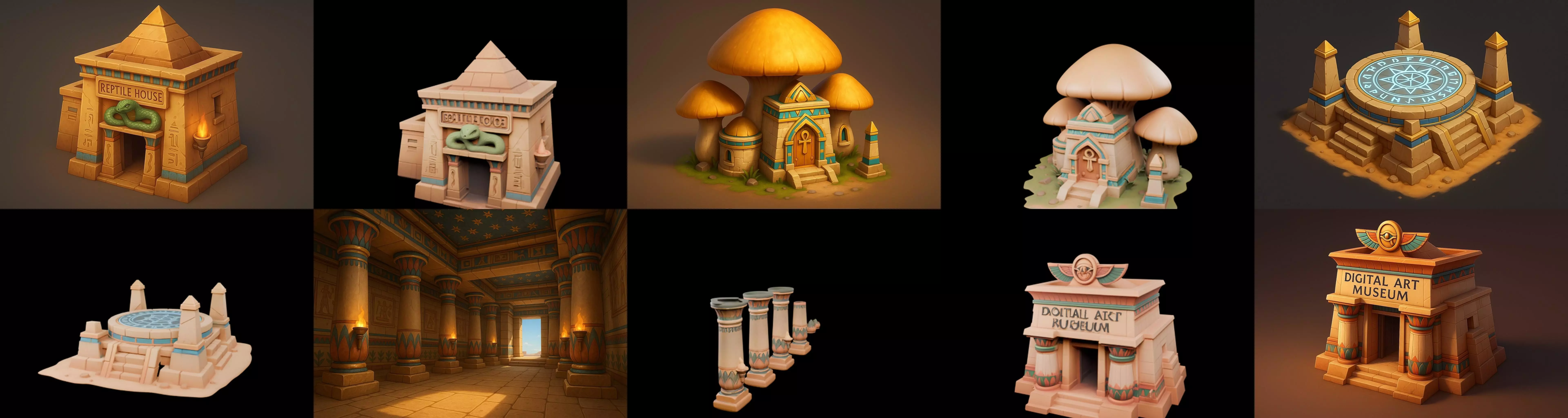 Egypth Building bundle 14 pack 100 glb 3D model_1