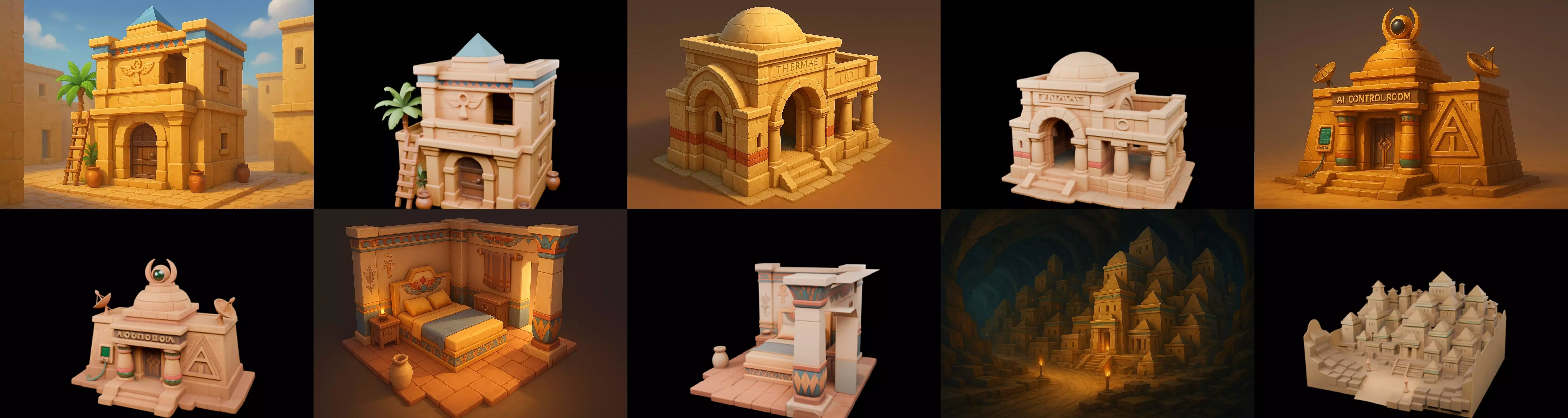 Egypth Building bundle 14 pack 100 glb 3D model_13