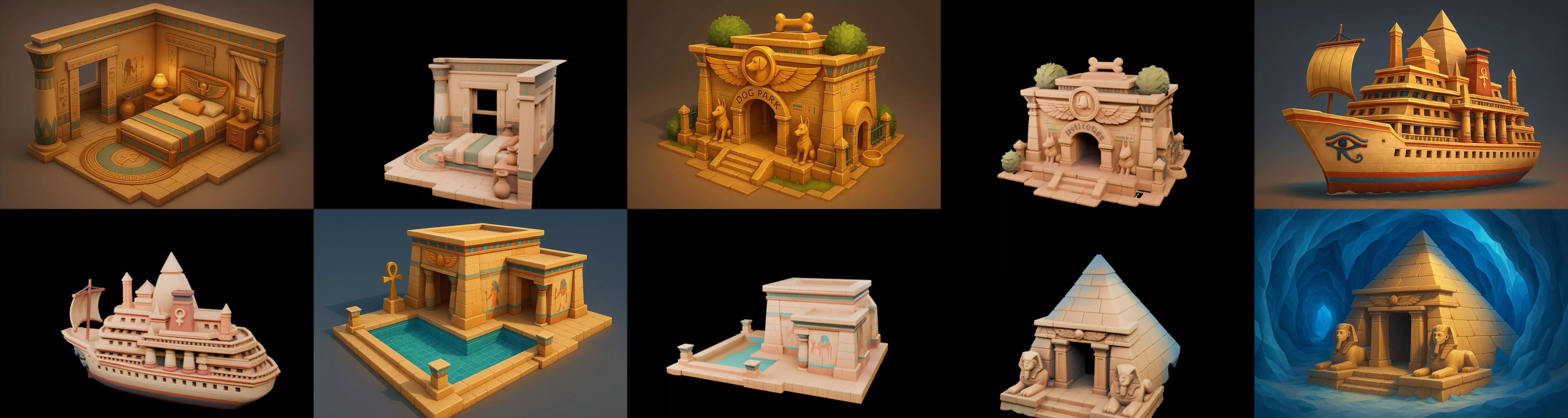 Egypth Building bundle 14 pack 100 glb 3D model_15