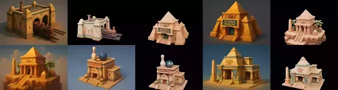 Egypth Building bundle 13 pack 100 glb