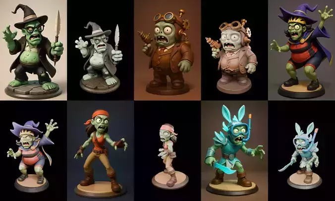 Funny Zombie bundle 9 pack 100 glb