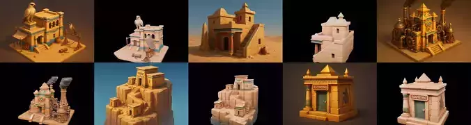 Egypth Building bundle 11 pack 100 glb