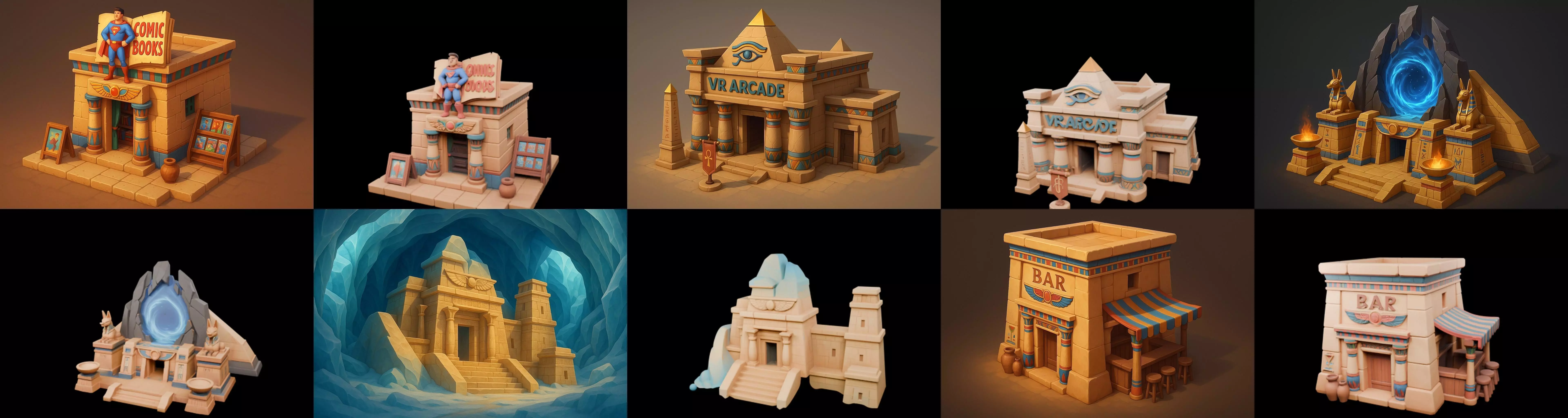 Egypth Building bundle 1 pack 100 glb 3D model_7