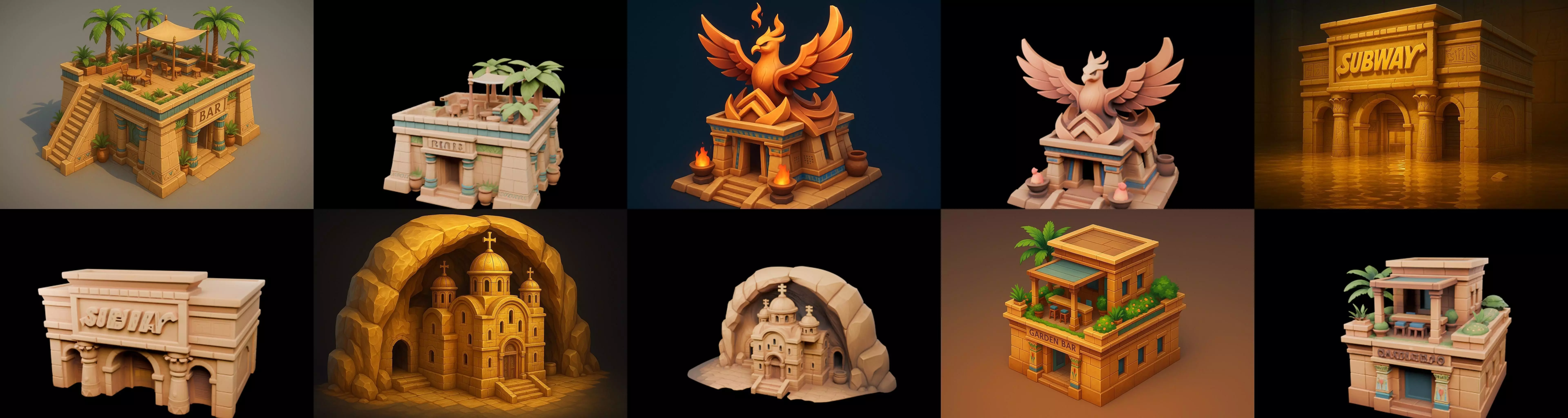 Egypth Building bundle 1 pack 100 glb 3D model_1