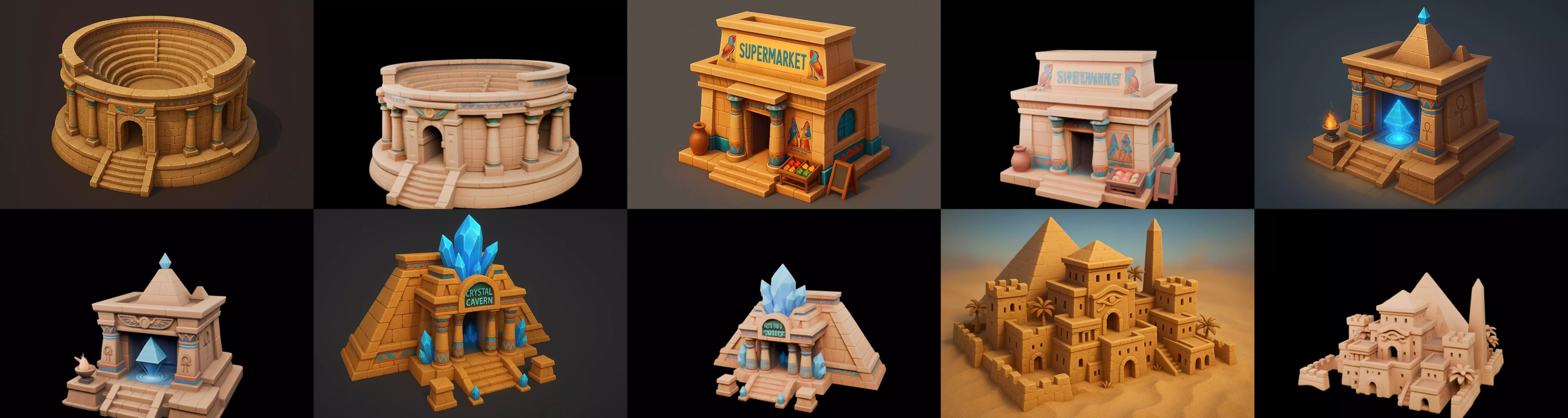 Egypth Building bundle 1 pack 100 glb 3D model_16