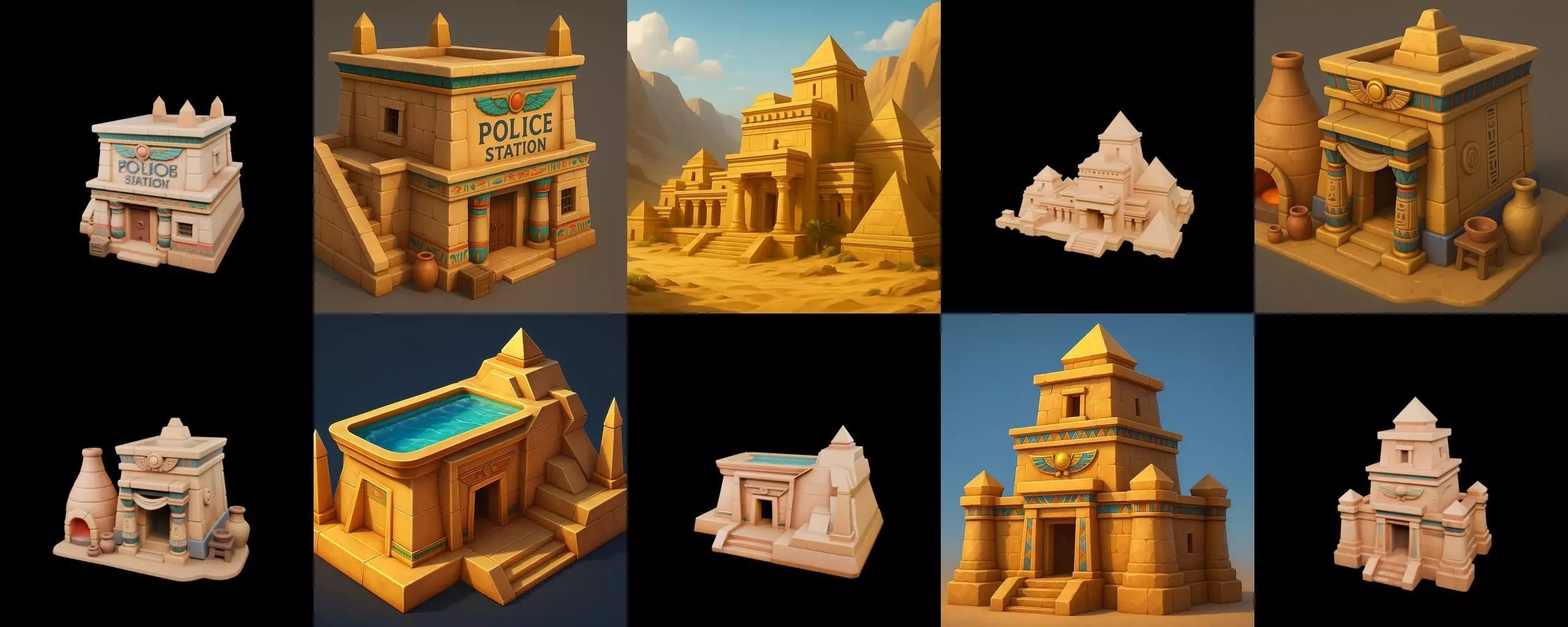 Egypth Building bundle 1 pack 100 glb 3D model_0