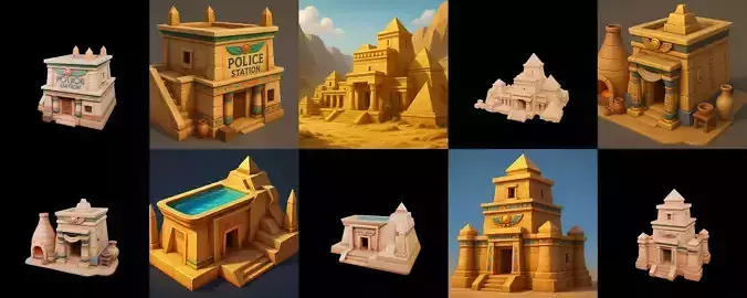 Egypth Building bundle 1 pack 100 glb