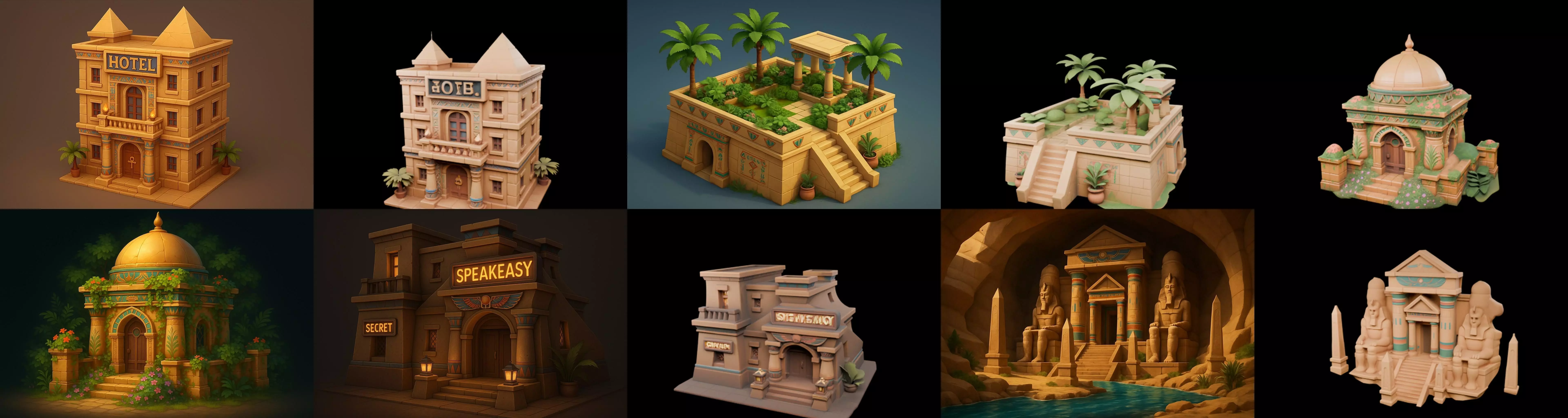 Egypth Building bundle 1 pack 100 glb 3D model_4