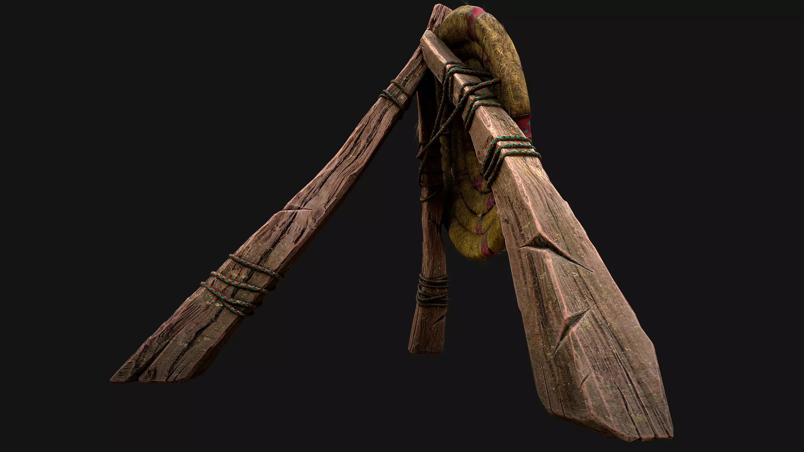 Medieval Wooden Straw Target Dummy for Combat Shooting range Low-poly 3D model_21