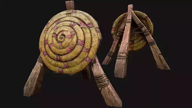 Medieval Wooden Straw Target Dummy for Combat Shooting range Low-poly 3D model