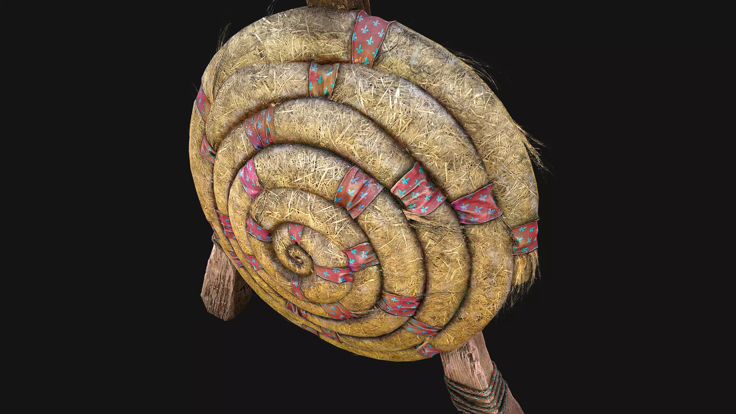 Medieval Wooden Straw Target Dummy for Combat Shooting range Low-poly 3D model_28